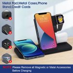 Labobbon 15W Qi Fast Wireless Charger Stand For iPhone 12 11 XR X 8 iWatch 4 in 1 Foldable Charging Dock Station for Airpods Pro
