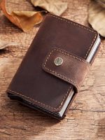 Mode fou cheval en cuir hommes porte-monnaie en cuir moraillon porte-monnaie RFID en Aluminium porte-carte de crédit nouveau porte-carte bancaire