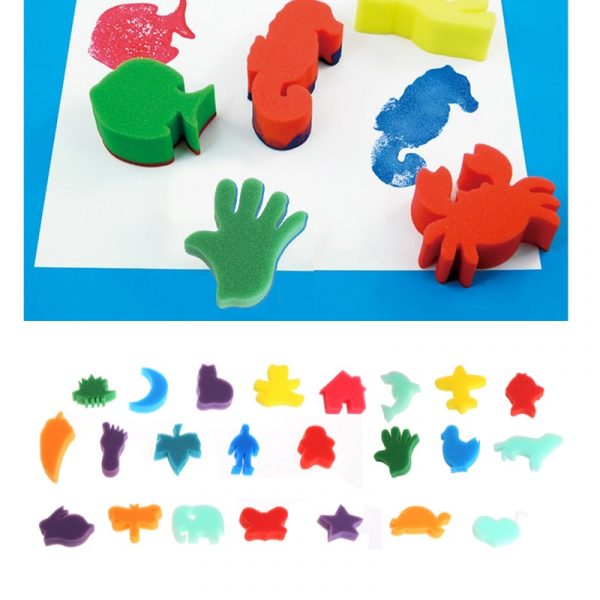 Set d'éponges à peintures pour enfants, 24 pièces, lot de bricolage et d'artisanat artistique fait maison, jouets éducatifs,