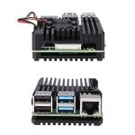 Boîtier Raspberry Pi 4 b avec double ventilateur, boîtier de refroidissement passif en alliage d'aluminium blindé Compatible avec Raspberry Pi 4 modèle B uniquement