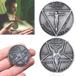 Pièce de monnaie commémorative de Cosplay, série télévisée Lucifer Morningstar, pentagonale, accessoires en métal pour Halloween