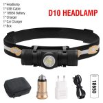 BORUiT XM-L2 LED Mini Headlamp High Power 1000lm Headlight 18650 Rechargeable Head Torch Camping Hunting Waterproof Flashlight