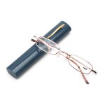 Lunettes de lecture unisexes avec étui à stylo, presbytes portables, boîtier en métal, charnière à ressort, soins de la Vision + 1.00 ~ + 4.00