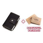 Mode fou cheval en cuir hommes porte-monnaie en cuir moraillon porte-monnaie RFID en Aluminium porte-carte de crédit nouveau porte-carte bancaire