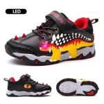 Dinoskulls 3-8 Garçons Chaussures Dinosaure LED Espadrilles Rougeoyantes Printemps Automne Enfants Sport 3D T-rex Mode Enfants Chaussures En Cuir Véritable
