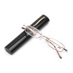Lunettes de lecture unisexes avec étui à stylo, presbytes portables, boîtier en métal, charnière à ressort, soins de la Vision + 1.00 ~ + 4.00