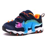 Dinoskulls 3-8 Garçons Chaussures Dinosaure LED Espadrilles Rougeoyantes Printemps Automne Enfants Sport 3D T-rex Mode Enfants Chaussures En Cuir Véritable