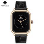 Fashion Women Watches 2021 New WWOOR Brand White Leather Rectangle Minimalist Watch Ladies Quartz Dress Wrist Watch Montre Femme