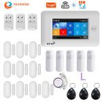 4.3 Inch Touch Panel WIFI GSM Wireless Burglar Home Security Alarm System TUYA Smart life APP Control Compatible With Alexa