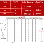 USB LED Curtain Light Fairy String Lights 8Mode 3X3M 3X1M 3X2M Fairy Garland For New Year Christmas Outdoor Wedding Home Decor