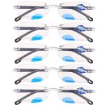 Lunettes de lecture sans bords, lunettes de lecture Anti-rayon bleu, légères, multifocales, presbytes, grossissement, coupe au diamant, 2021