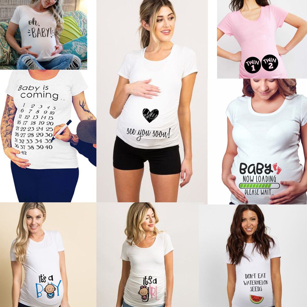 T-Shirt De Maternité Humoristique à Manches Longues - Motif Peek A Boo Coton Élasthanne