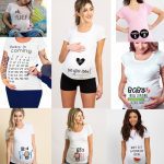 T-shirt maternité humoristique pour femme enceinte, Haut à col rond, avec des lettres et mots, transparent 2020