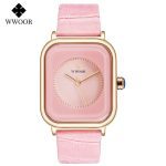 Fashion Women Watches 2021 New WWOOR Brand White Leather Rectangle Minimalist Watch Ladies Quartz Dress Wrist Watch Montre Femme