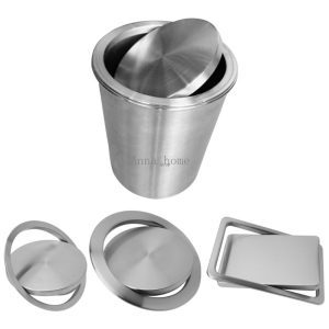 Stainless Steel Flush Recessed Built-in Balance Swing Flap Lid Cover Trash Bin Garbage Can Kitchen Counter Top