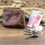 LEACOOL – porte-monnaie en cuir véritable pour femmes et hommes, Vintage, fait à la main, petit étui à fermeture éclair, porte-monnaie