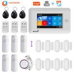 4.3 Inch Touch Panel WIFI GSM Wireless Burglar Home Security Alarm System TUYA Smart life APP Control Compatible With Alexa