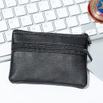 Homme Porte-Monnaie En Cuir Noir Simple Zipper Multi-fonction Téléphone Portable Porte-Monnaie De Mode homme Mini Portefeuille