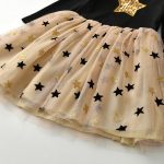 Robe princesse à manches longues pour petite fille, vêtements de fête avec étoile à paillettes, pour enfant, pour automne et hiver