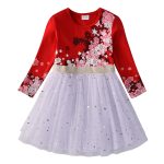 DXTON – Robe d’hiver pour fille, à manches longues, en coton, pour enfants de 2-8 ans, nouvelle collection 2018