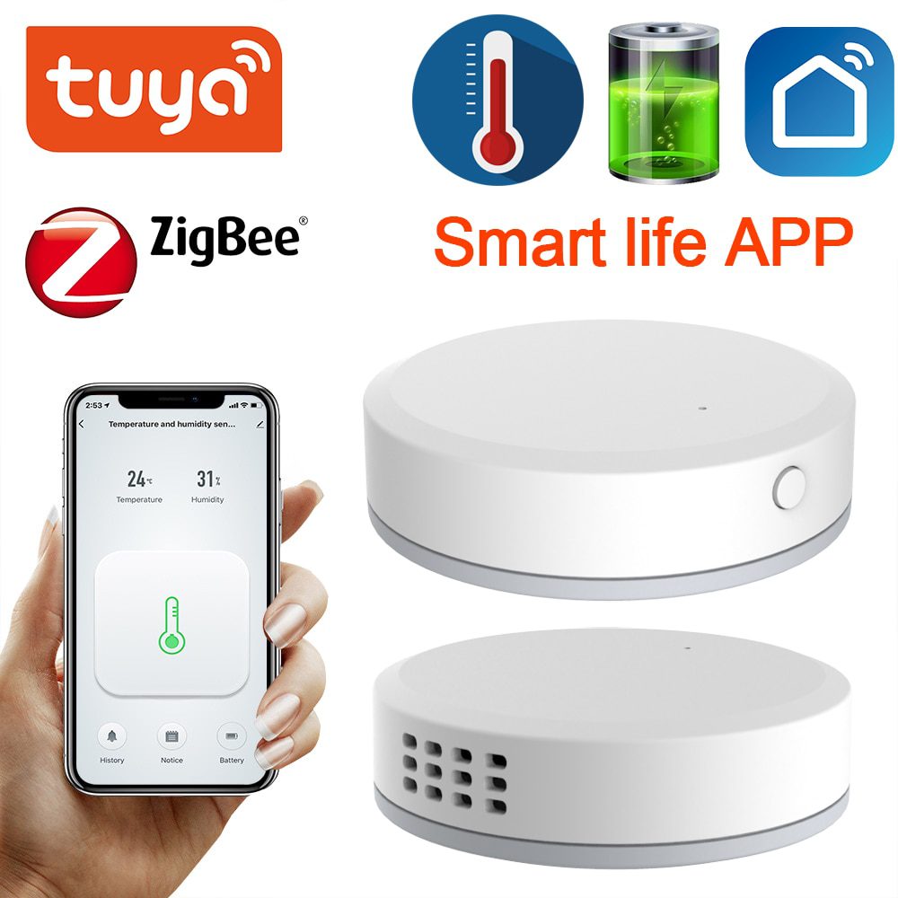 Tuya ZigBee Mini Temperature Humidity Sensor Built-in Battery Smart ...