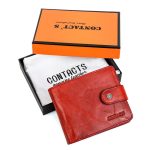 CONTACT'S – portefeuille en cuir véritable pour hommes, avec poche pour pièces de monnaie, petit porte-monnaie à fermeture éclair, pliable, porte-cartes en cuir