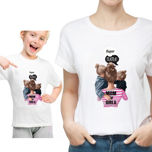 T-shirt d'été blanc pour mère et fille, vêtements de famille, amusant, Kawaii