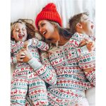Pyjama de noël pour toute la famille, ensemble de nuit décontracté, avec imprimé élans, manches longues, pantalon Long, vêtements de nuit d'automne