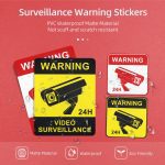 4 Pcs Warning Stickers Surveillance Security Camera Alarm Sticker Warning Decal Signs, Waterproof Frosted Texture Warning Tape