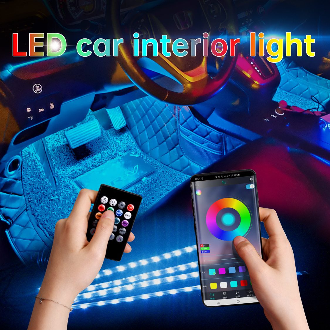 Led-Car-Foot-Ambient-Light-With-USB-Cigarette-Lighter-Backlight-Music-Control-App-RGB-Auto-Interior-Decorative-Atmosphere-Lights Led Car Foot Ambient Light With USB Cigarette Lighter Backlight Music Control App RGB Auto Interior Decorative Atmosphere Lights
