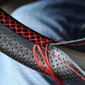 Braid On Steering Wheel Car Steering Wheel Cover With Needles and Thread Artificial leather Diameter 38cm Steering cover couvre