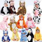 Bébé garçon et filles barboteuses animaux dessin animé enfants vêtements nouveau-né bébé combinaison chaude printemps automne hiver pour garçon snowsuit