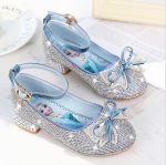 Chaussures de princesse Disney à talons hauts,pour enfants, pour fête, pour l'été, nouvelles sandales, pour bébé et petite fille, en cristal, taille 23 à 36,