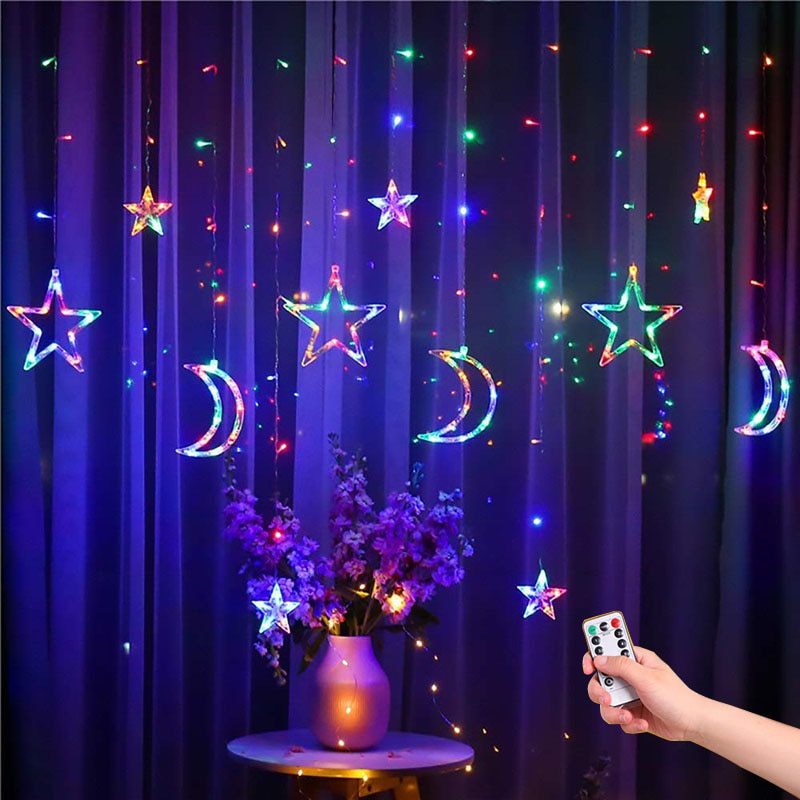 220V-EU-Plug-Moon-Star-LED-Curtain-Lights-Christmas-Fairy-Garlands-Outdoor-LED-Twinkle-String-Lights-Holiday-Festival-Decoration 220V EU Plug Moon Star LED Curtain Lights Christmas Fairy Garlands Outdoor LED Twinkle String Lights Holiday Festival Decoration