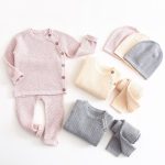 Ensemble de vêtements pour bébé garçon et fille, pyjama uni à manches longues et pantalon, collection printemps-automne
