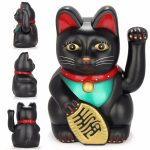 Décoration de chat Feng Shui, noir, 5 pouces/12.5cm, chat, Fortune, ondulé