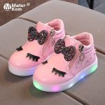 Baskets "Krasovki" à LED pour filles, taille 21 à 30, chaussures lumineuses, pour enfants, avec ruban de princesse