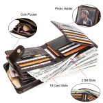 CONTACT'S – portefeuille en cuir véritable pour hommes, avec poche pour pièces de monnaie, petit porte-monnaie à fermeture éclair, pliable, porte-cartes en cuir