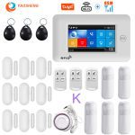 4.3 Inch Touch Panel WIFI GSM Wireless Burglar Home Security Alarm System TUYA Smart life APP Control Compatible With Alexa