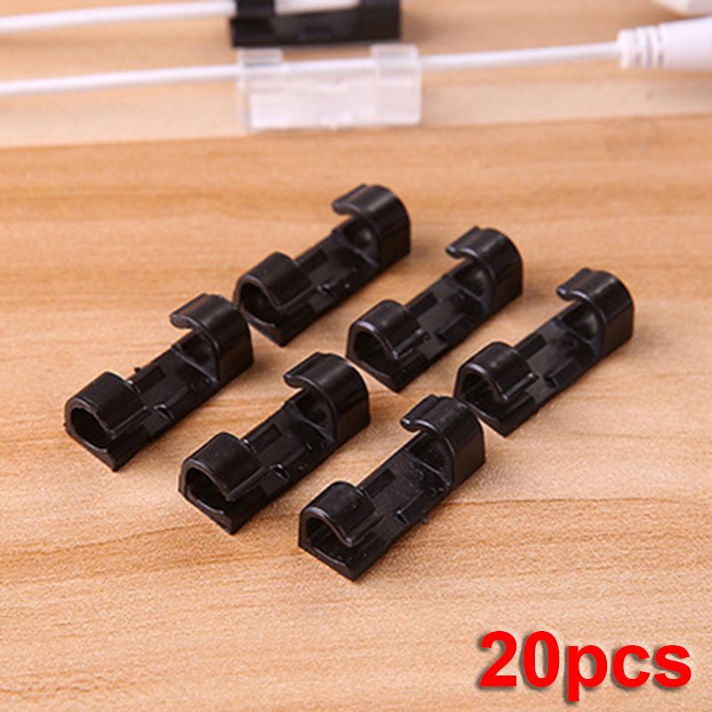 20Pcs Self Stick Wire Organizer Line Cable Clip Buckle Clips Clamp Table Wall Fixer Fastener Holder Data Telephone Line Winder